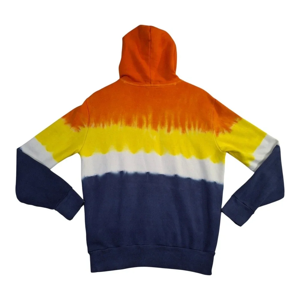 Polo Ralph Lauren Mens Classic Fit Tie Dye Hoodie Orange Yellow Navy Blue Small